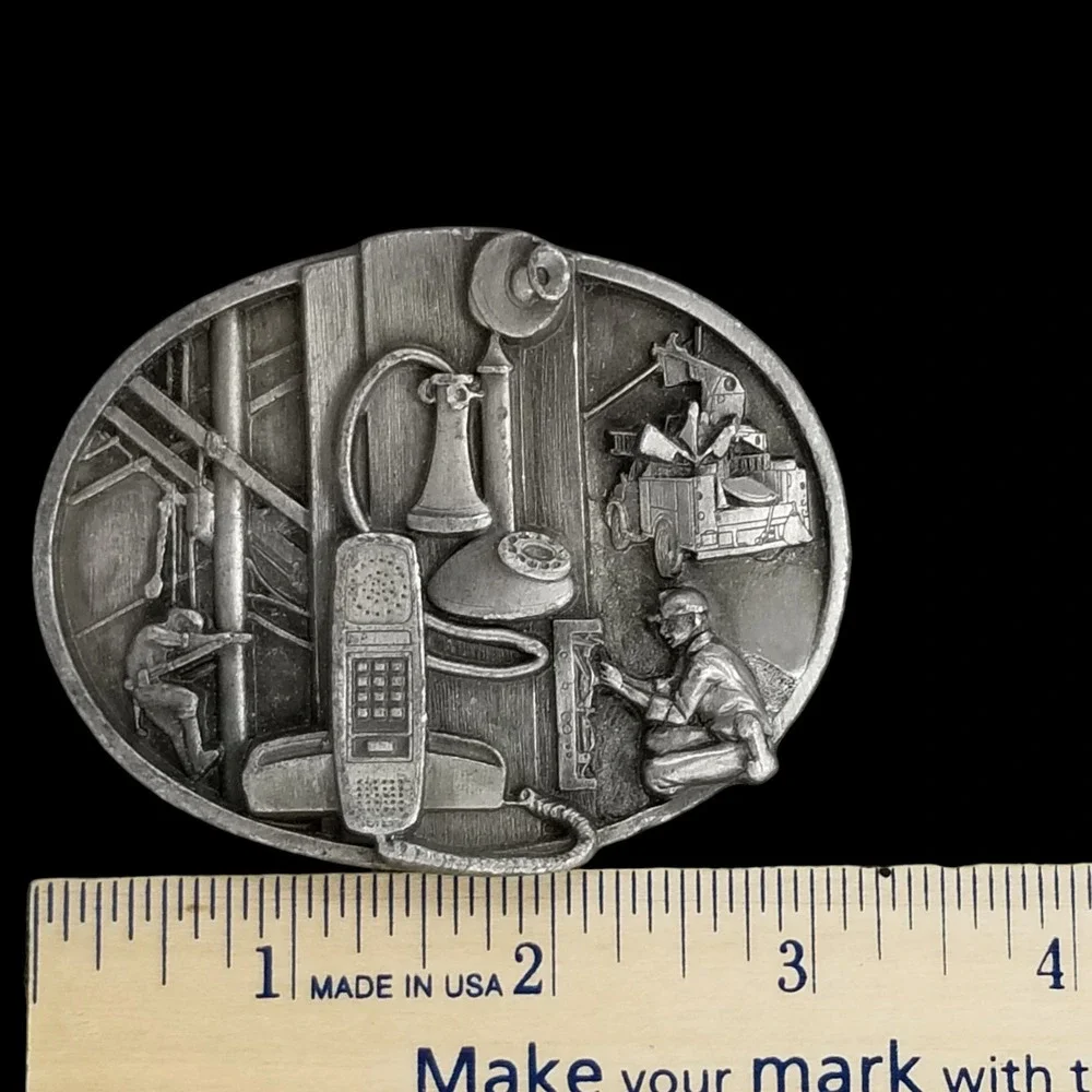 Vintage Z-50 Telephone Industry Pewter Belt Buckle Made In USA‎ Collectible